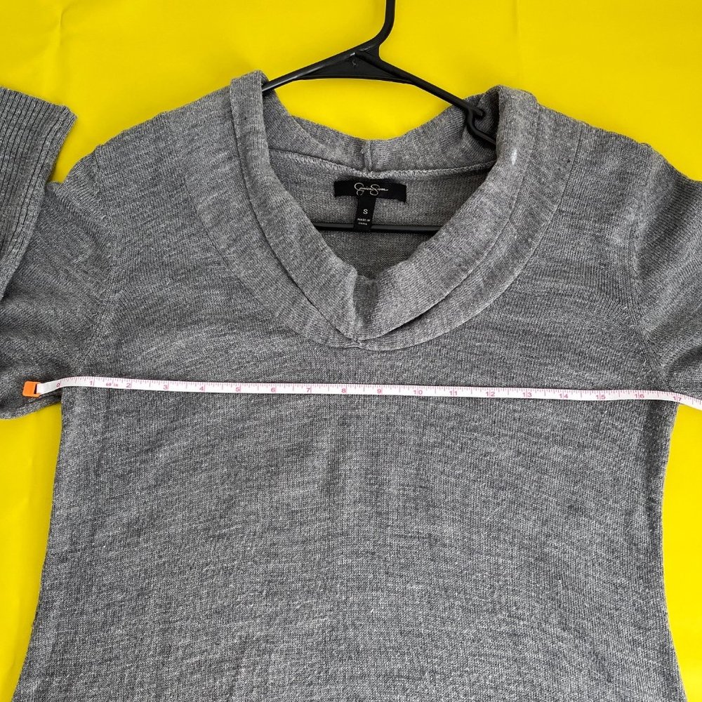 Jessica Simpson 3/4 Sleeve Asymmetrical Scoop Neck Tunic, Gray, Size S - Picture 6 of 8